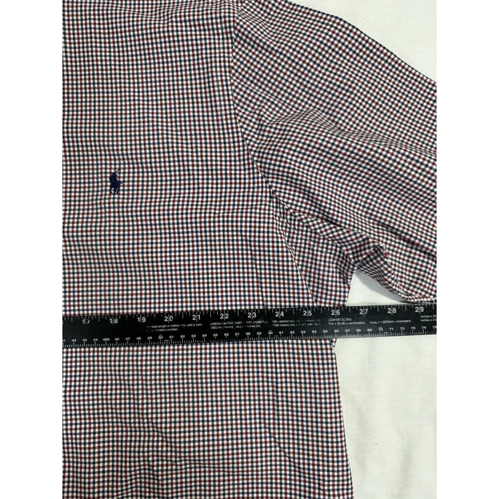Polo Ralph Lauren Shirt Mens 2XL Red Blue Pony Oxford Gingham Button‎ Down